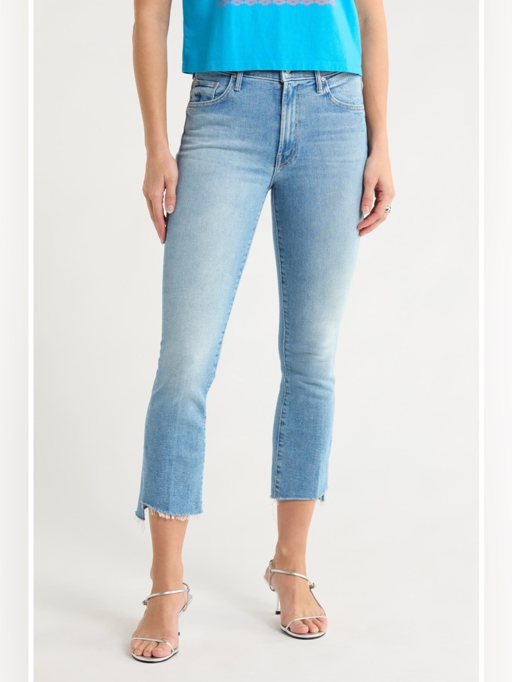 MOTHER Women’s Denim The Insider Crop Step Fray Jeans Size 25 Light Wash